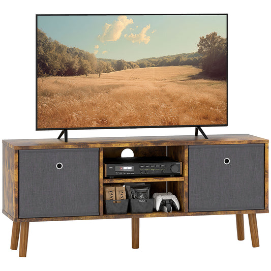 Retro Vintage Style TV Cabinet Stand Unit for TVs up to 50'' with Foldable Drawers, Entertainment Centre for Living Room Rustic Brown