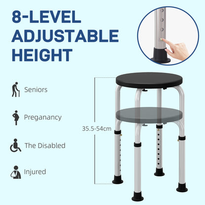 Shower Chair, Height Adjustable Aluminium Shower Stool with Non-Slip Feet