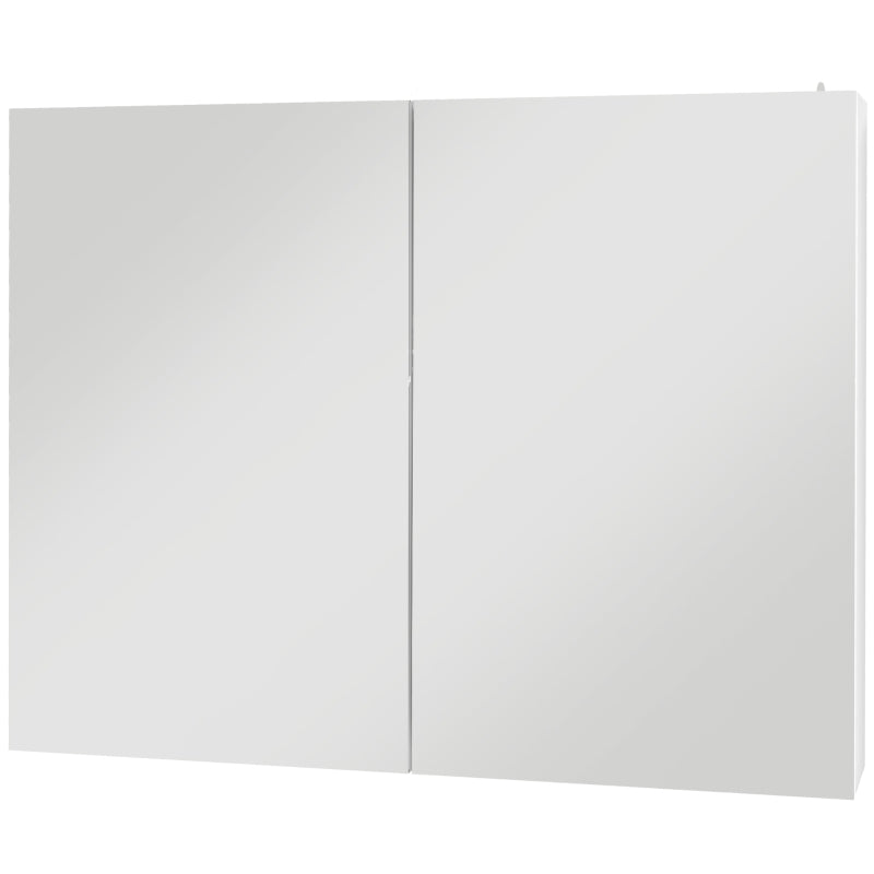 Bathroom Mirror Cabinet with Light, Bathroom Storage Cupboard with Adjustable Shelf, USB Charge, 90x15x70cm, White