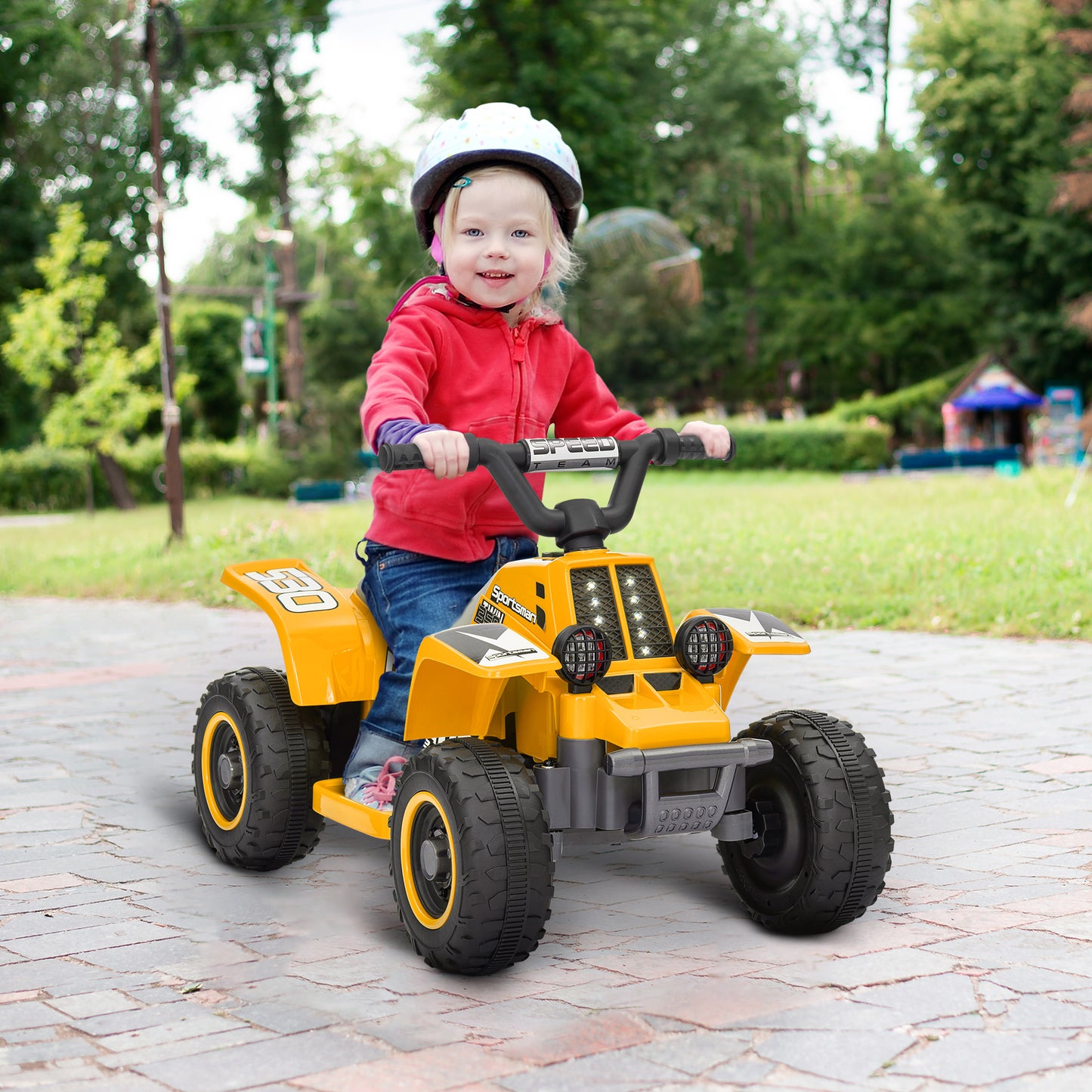 AIYAPLAY 6V Electric Quad Bike for Kids, Ride On ATV w/ Forward Backward, Headlights, for 18-36 Months