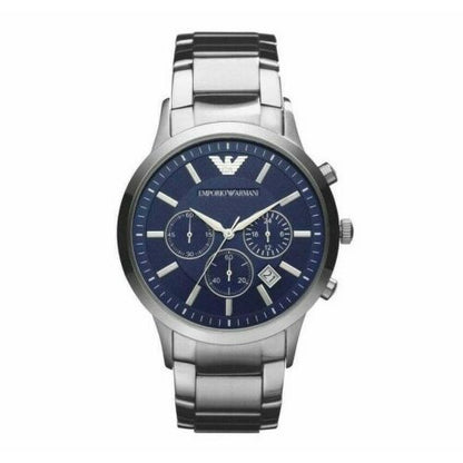 Emporio Armani AR2448 Silver Blue & Navy Wristwatch For Men