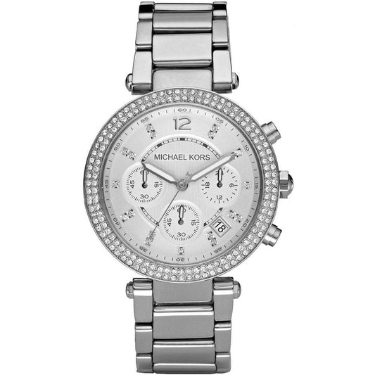 Michael Kors Women's Parker Watch With Chronograph Silver Dial