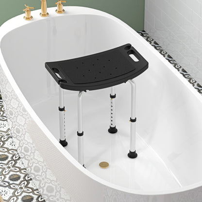 Height Adjustable Bath Stool, Aluminium Shower Stool with Non-Slip Pads -  Black