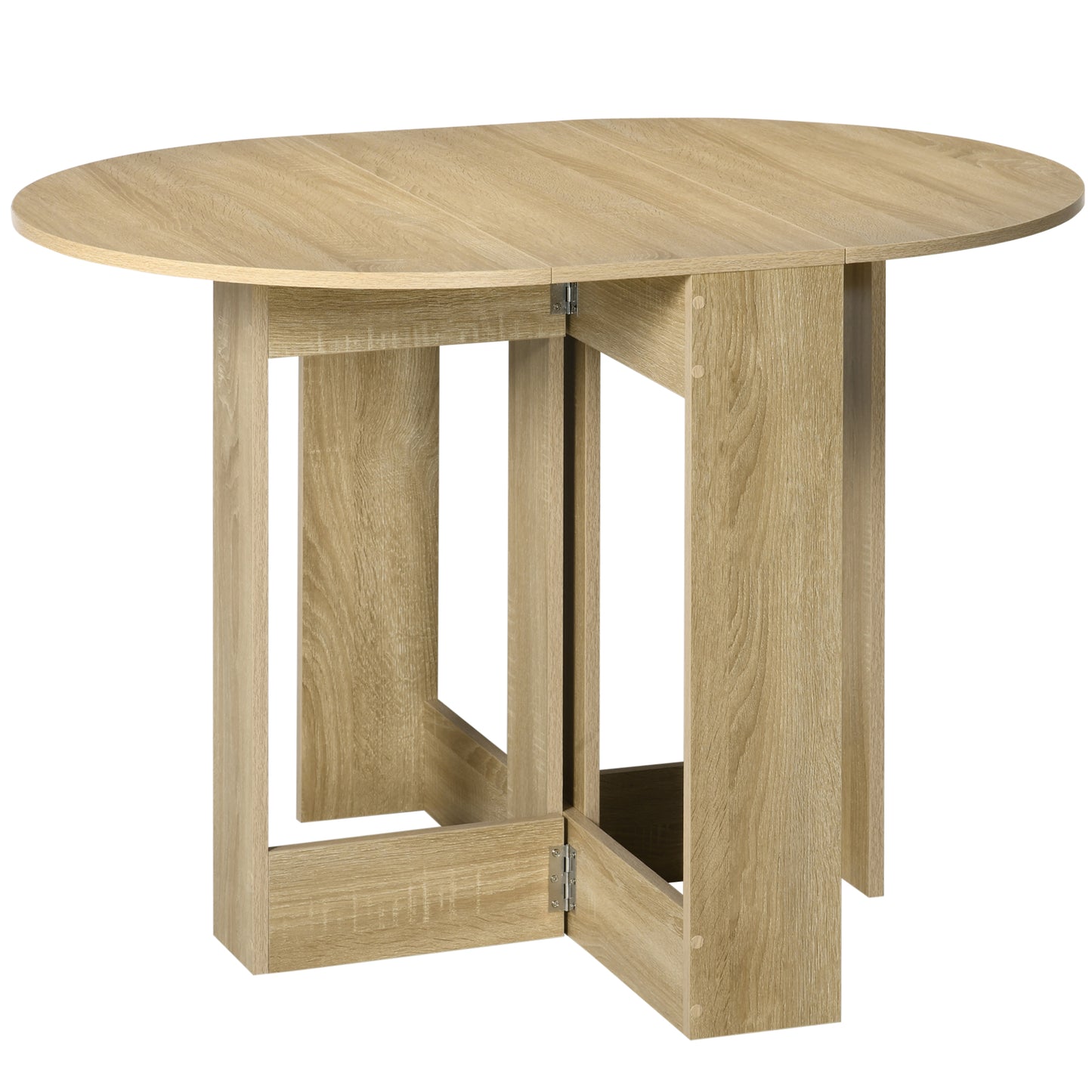 Retro Style Space-saving Drop Leaf Table, Folding Dining Table for Small Space, Kitchen, Dining Room, Oak