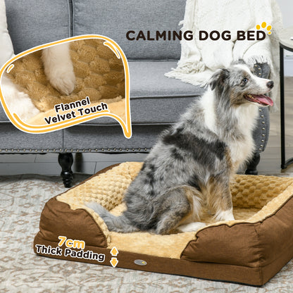 PawHut Calming Dog Bed Pet Mattress w/ Removable Cover, Anti-Slip Bottom, for Medium Dogs, 90L x 69W x 21Hcm