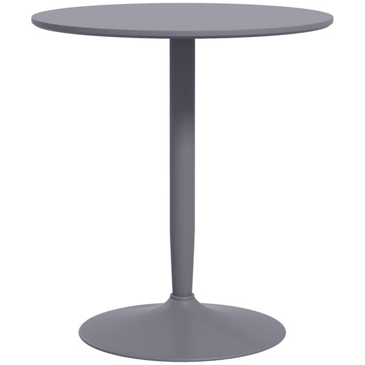 Round Dining Table, Modern Dining Room Table with Steel Base, Non-slip Foot Pad, Space Saving Small Dining Table, Grey