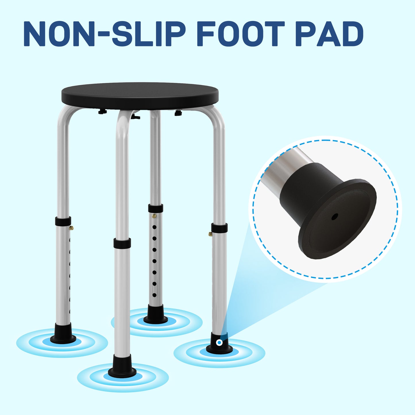 Shower Chair, Height Adjustable Aluminium Shower Stool with Non-Slip Feet