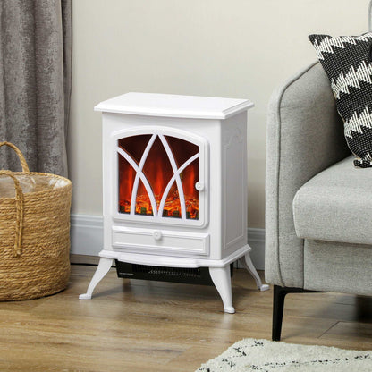 1kW-2kW Vintage Retro Style Electric Fireplace Heater - White