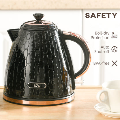 Electric Kettle, 1.7L, Fast Boil, 3kW Water Kettle with Removable Washable Anti-scale Filter, BPA Free, Black