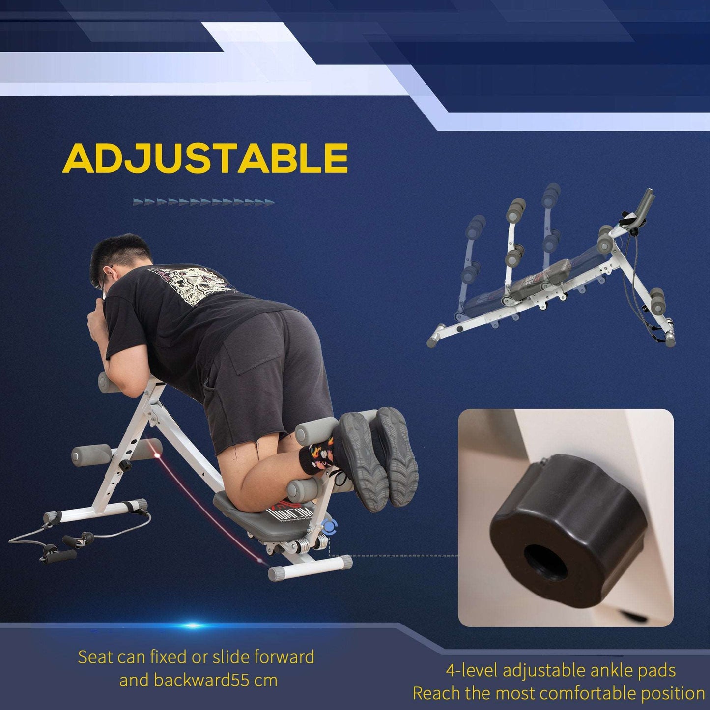 2-IN-1 Core & Abdominal Trainers, Ab Trainer and Sit Up Bench, Core Muscle Trainer w/ Foam Roller, Adjustable Fitness Crunch Machine