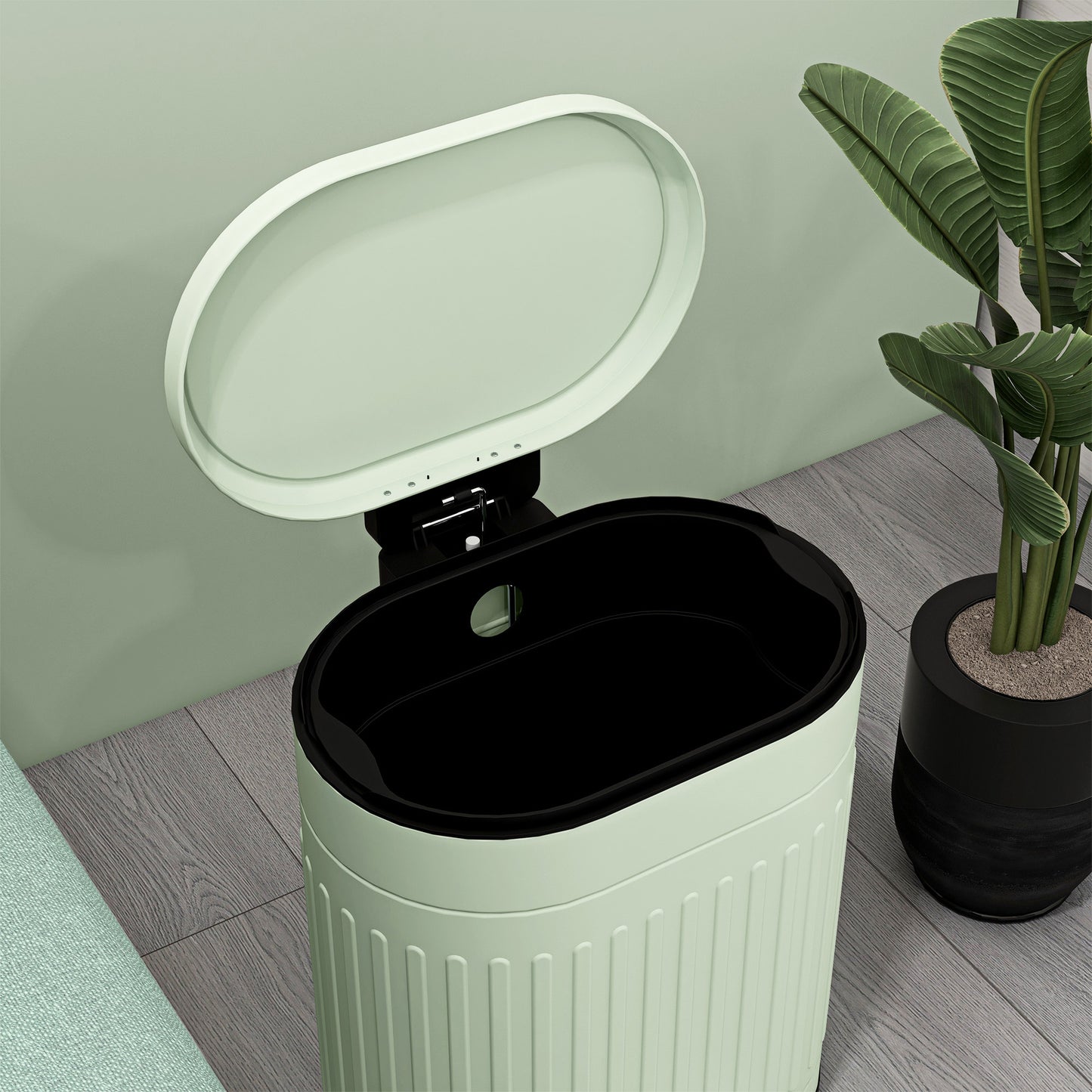 20 Litre Pedal Bin, Fingerprint Proof Kitchen Bin with Soft-close Lid, Metal Rubbish Bin with Foot Pedal and Removable Inner Bucket, Light Green