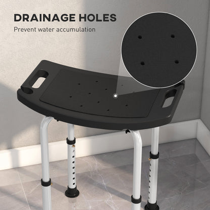 Height Adjustable Bath Stool, Aluminium Shower Stool with Non-Slip Pads -  Black