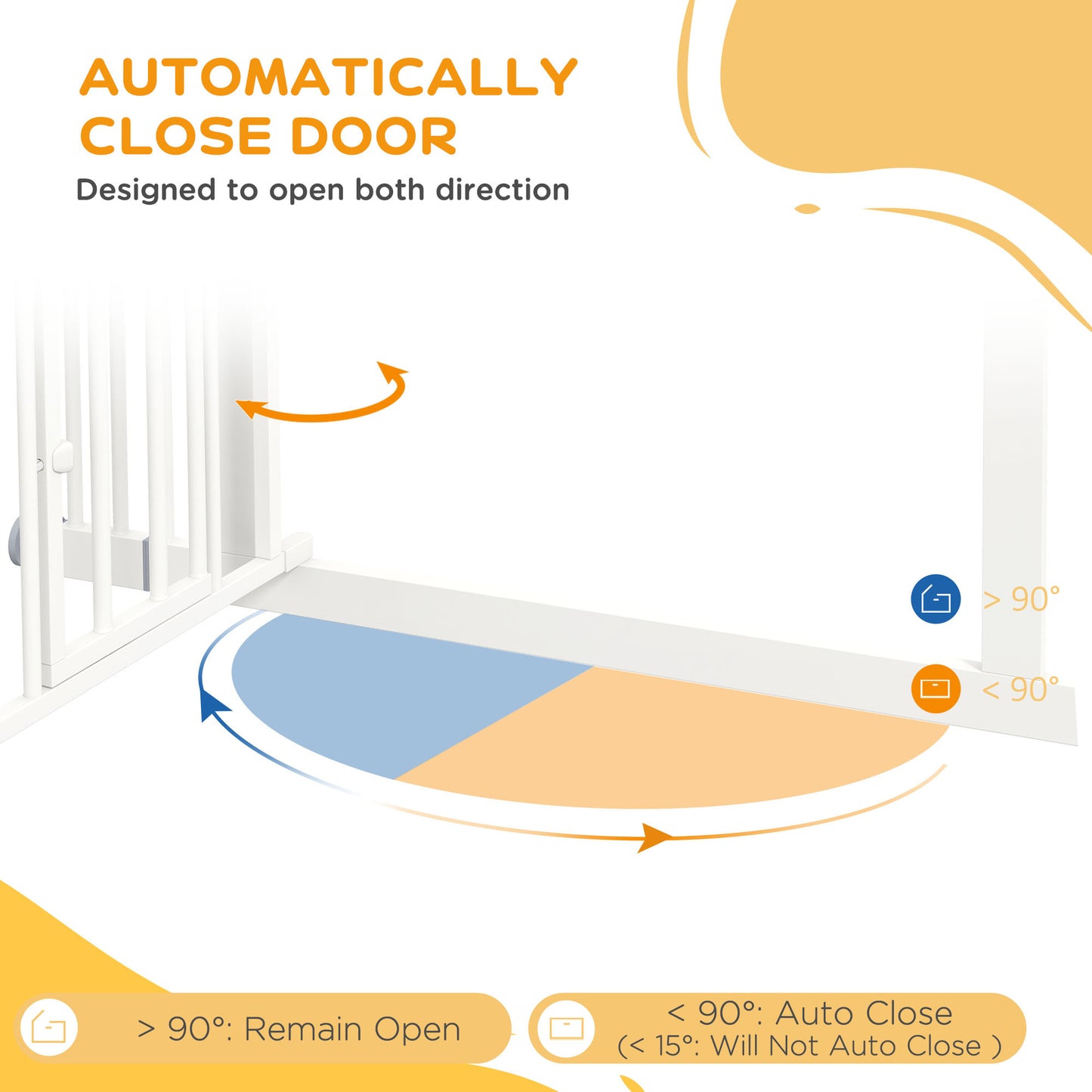 PawHut Extra Tall Indoor Dog Pet Baby Safety Gate, with Cat Flap, Auto Close, 74-101cm Wide - White