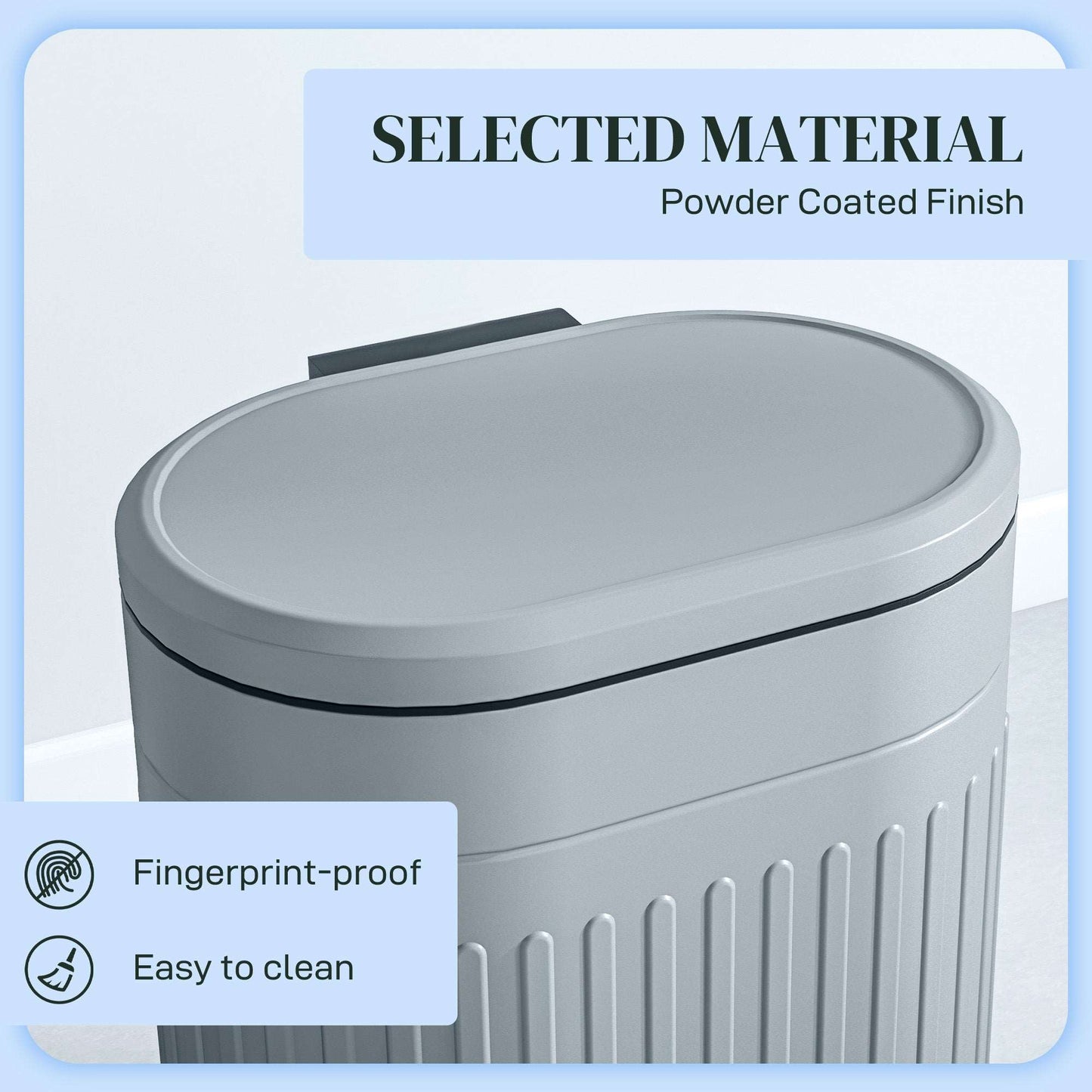 20 Litre Pedal Bin, Fingerprint Proof Kitchen Bin with Soft-close Lid, Metal Rubbish Bin with Foot Pedal and Removable Inner Bucket, Grey