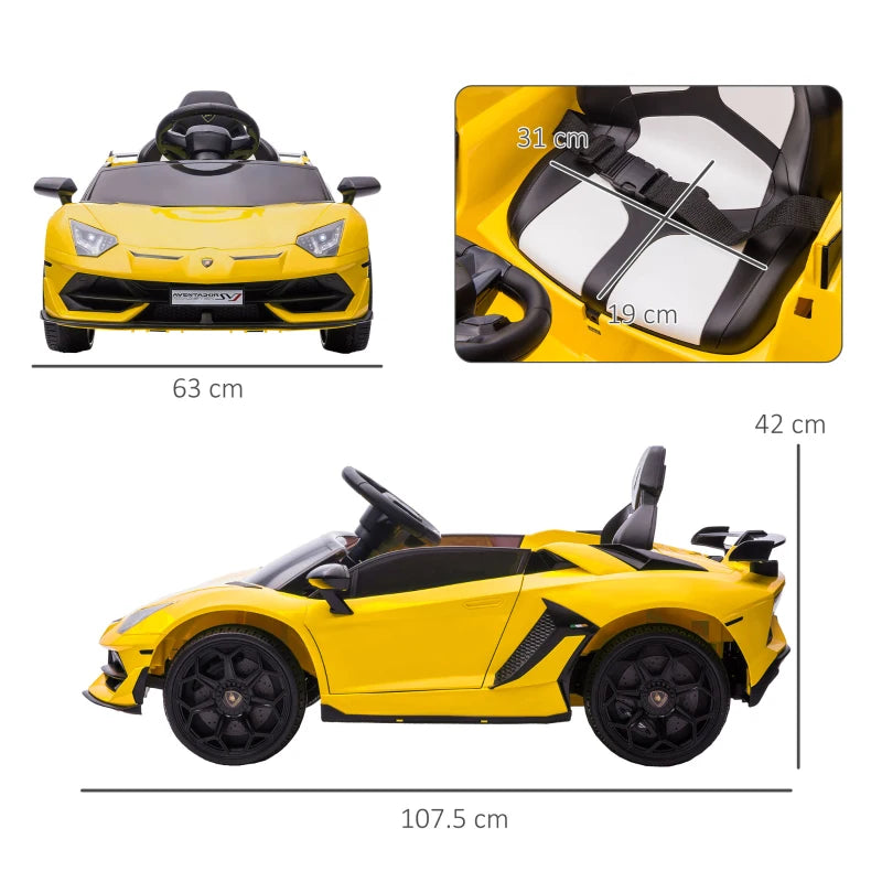 Lamborghini Licensed 12V Kids Electric Car With  Butterfly Doors, Music Horn Suspension And Remote