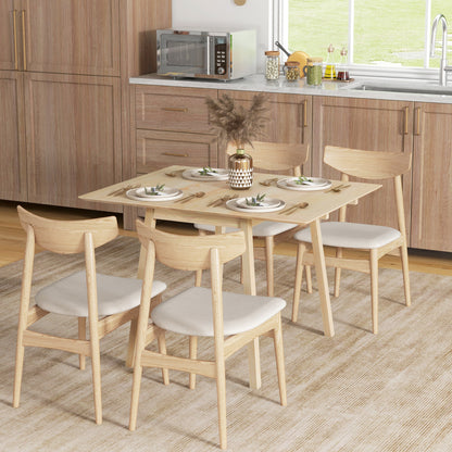 Folding Dining Table, Extendable Kitchen Table for Small Space, Wooden Drop Leaf Table for 2-4 People, Natural Wood Effect