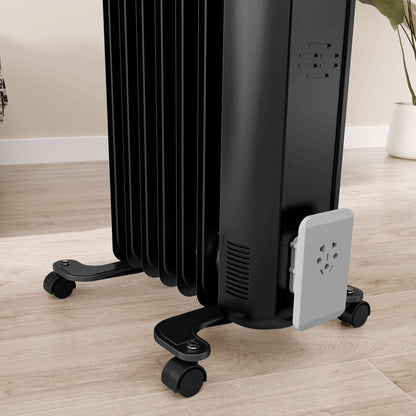 1500W Quiet Oil Filled Radiator, 7 Fin Energy Efficient Electric Heater W/ 3 Heat Settings, Adjustable Temperate Wheels, for Home