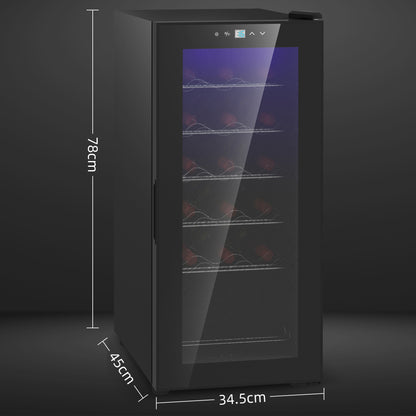 Freestanding Wine Fridge, 35cm Wide Undercounter Wine Cooler Fridge with Temperature Control, Digital Touch Screen, LED Light, Glass Door, 18 Bottles, 50 Litre Capacity, Black