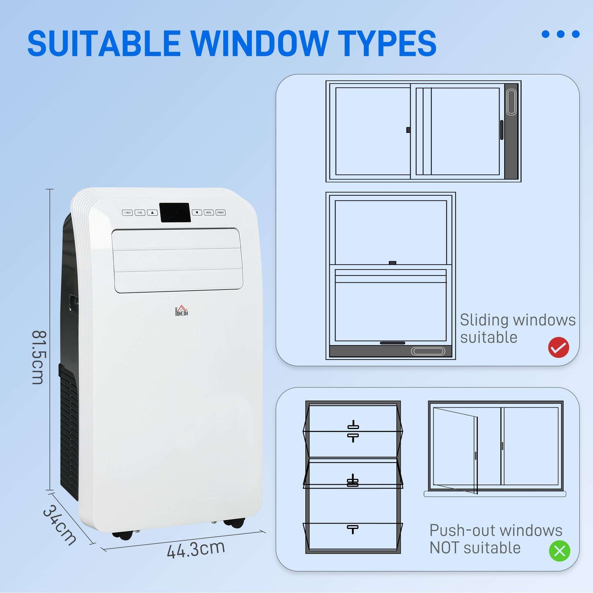 12000 BTU Portable Air Conditioner, 3-in-1 Air Conditioning Unit, Dehumidifier, Cooling Fan W/ Remote Control, 3 Speeds, 24H Timer On/Off