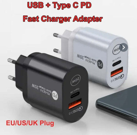 20W USB Type C Power Adapter PD+QC3.0 Mobile Phone Wall Fast Quick Rapid Charger