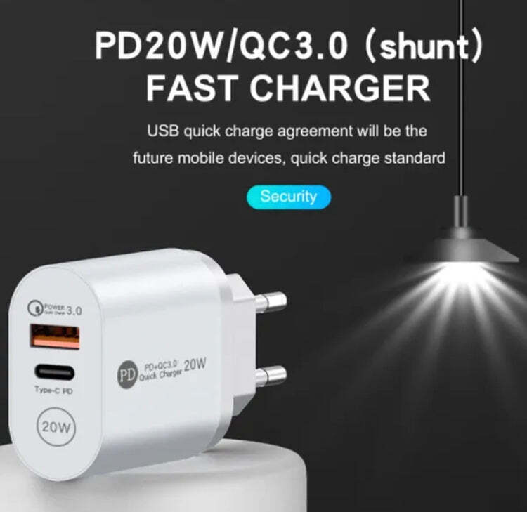 20W USB Type C Power Adapter PD+QC3.0 Mobile Phone Wall Fast Quick Rapid Charger