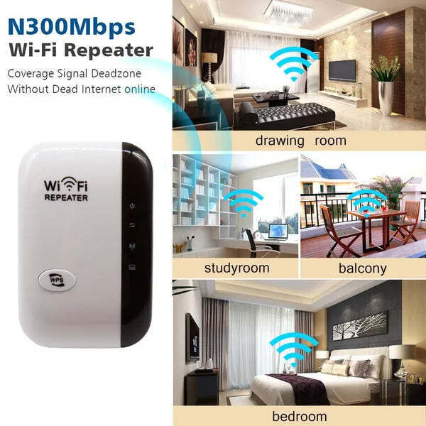 300Mbps WiFi Repeater Extender Amplifier Booster Signal Long Range Wireless