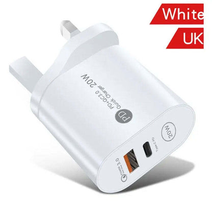 20W USB Type C Power Adapter PD+QC3.0 Mobile Phone Wall Fast Quick Rapid Charger