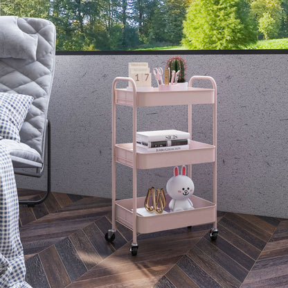 Three-Tier Steel Storage Trolley - Pink Or Blue