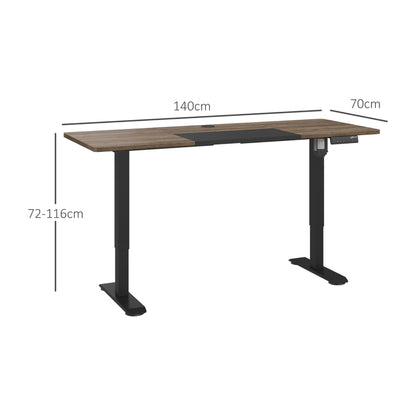 Vinsetto Electric Height Adjustable Standing Desk, 120 cm x 60 cm Memory Preset Stand Up Workstation for Home, Office, Teak, Black