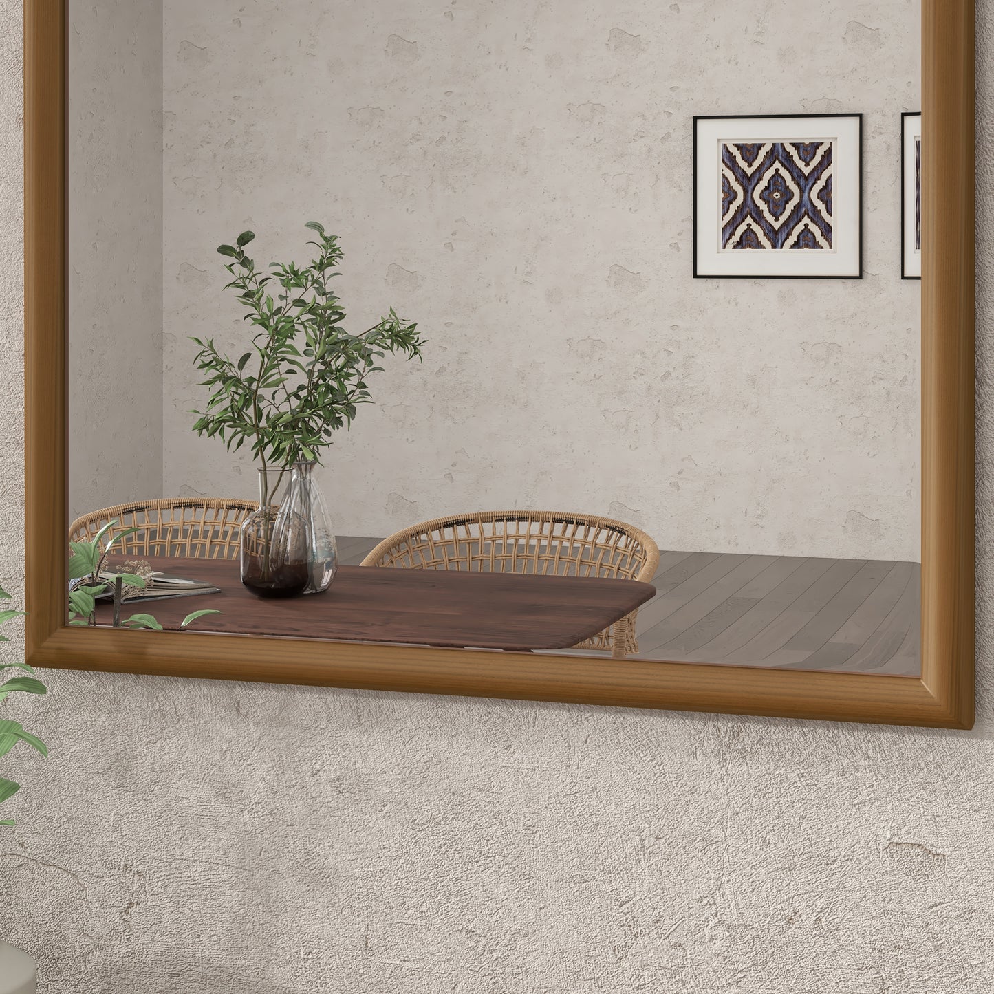 110 x 65cm Wooden Arched Mirror - Natural Finish