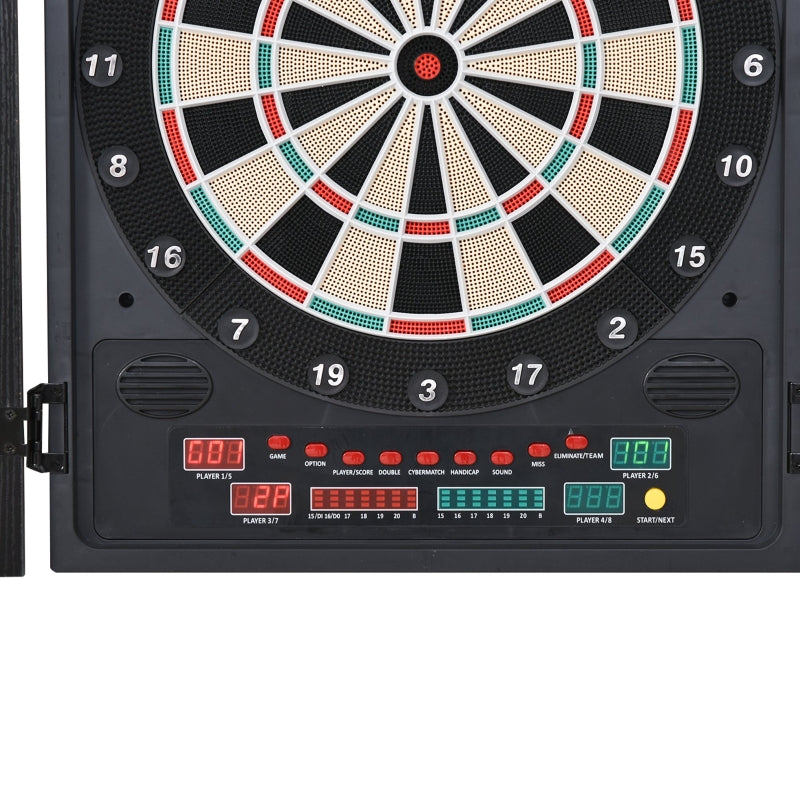 Electronic Dartboard Set, 27 Games Modes and 202 Variations, LED & 12 Soft Tip Darts and Cabinet to Storage, Ready-to-Play Multi-Game Option Darts Machine