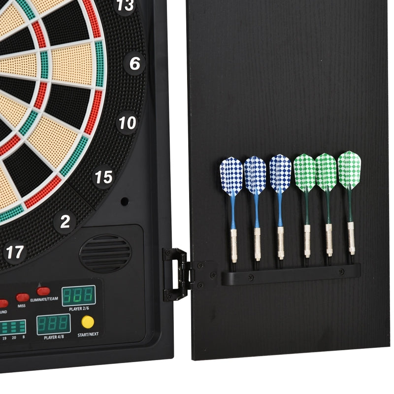 Electronic Dartboard Set, 27 Games Modes and 202 Variations, LED & 12 Soft Tip Darts and Cabinet to Storage, Ready-to-Play Multi-Game Option Darts Machine