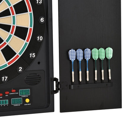 Electronic Dartboard Set, 27 Games Modes and 202 Variations, LED & 12 Soft Tip Darts and Cabinet to Storage, Ready-to-Play Multi-Game Option Darts Machine