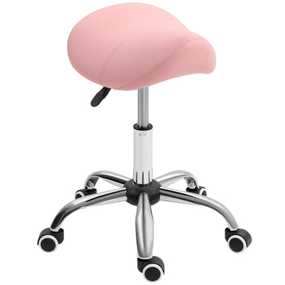 Saddle Stool, Height Adjustable Salon Chair for Massage Spa, Faux Leather