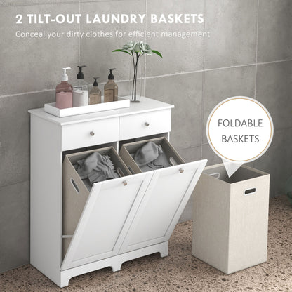 Duo Hamper Laundry Hamper Storage Cabinet Cupboard Holder - White