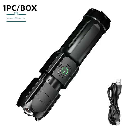 Powerful LED Flashlight Rechargeable USB 18650 Waterproof Zoom 100,000 Lumens Tactical For Fishing, Hicking, Camping