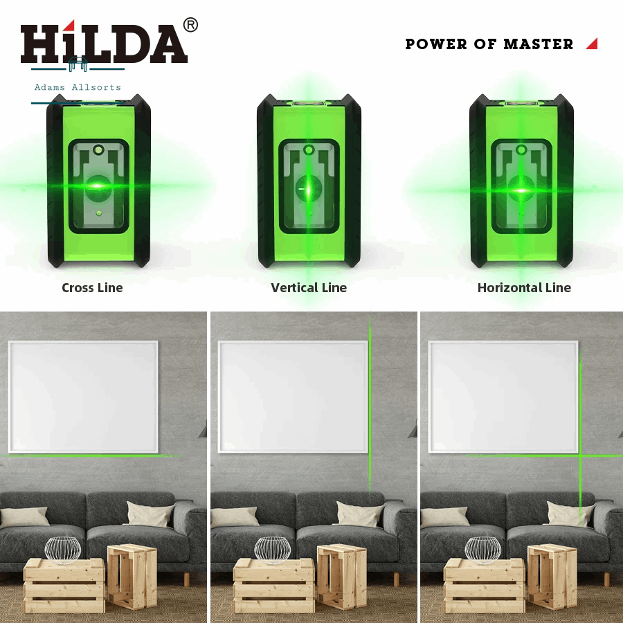 HILDA Laser Level Meter 2-Lines Cross Green Level Laser Horizontal & Vertical Nivel Laser Self-Leveling