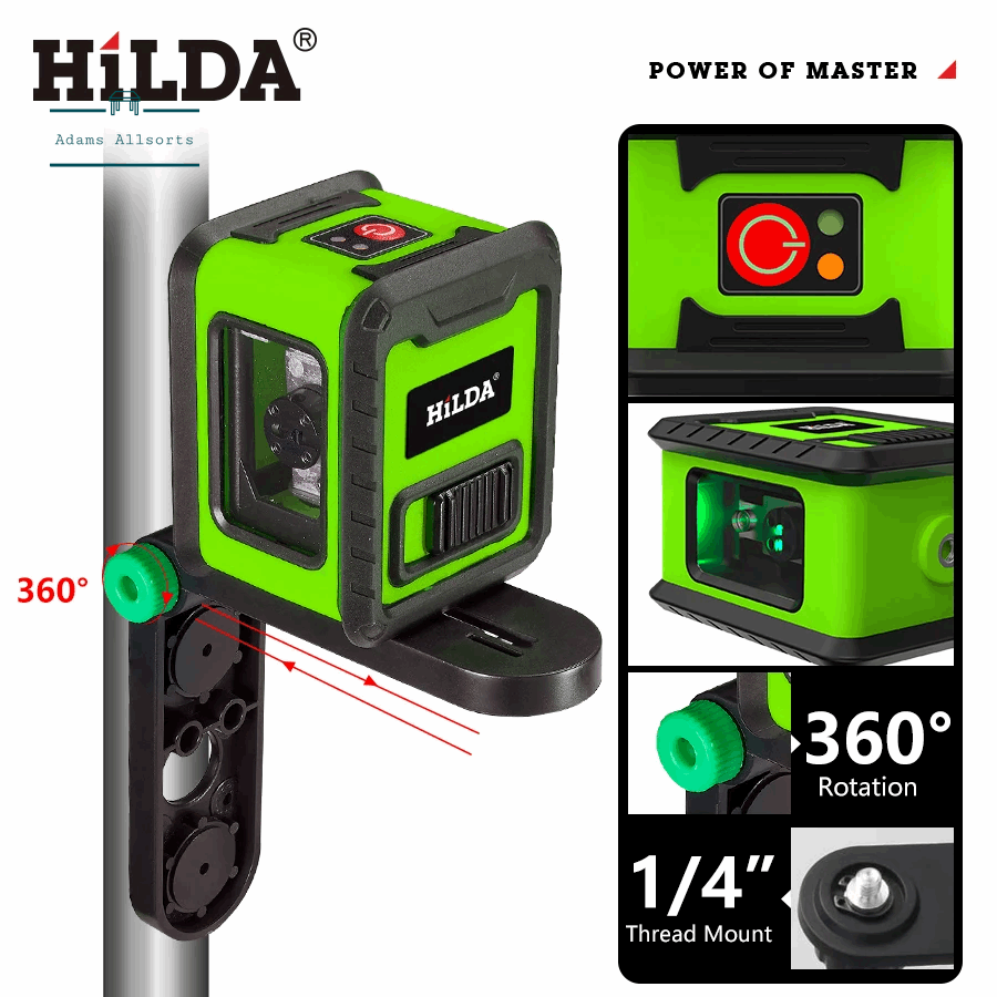 HILDA Laser Level Meter 2-Lines Cross Green Level Laser Horizontal & Vertical Nivel Laser Self-Leveling