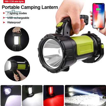 Super 500M Portable Camping Lantern 4600Mah High Power Rechargeable LED Flashlight Outdoor Hiking Hand Lamp Emergency Spotlights