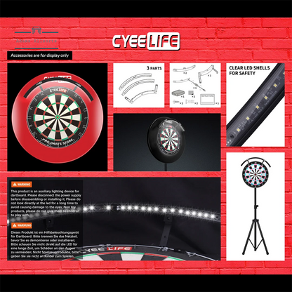 Cyeelife 120 Degree Dartboard Lighting  With Magnetic Clamp (Warm White) Suitable For Circular Dartboards  