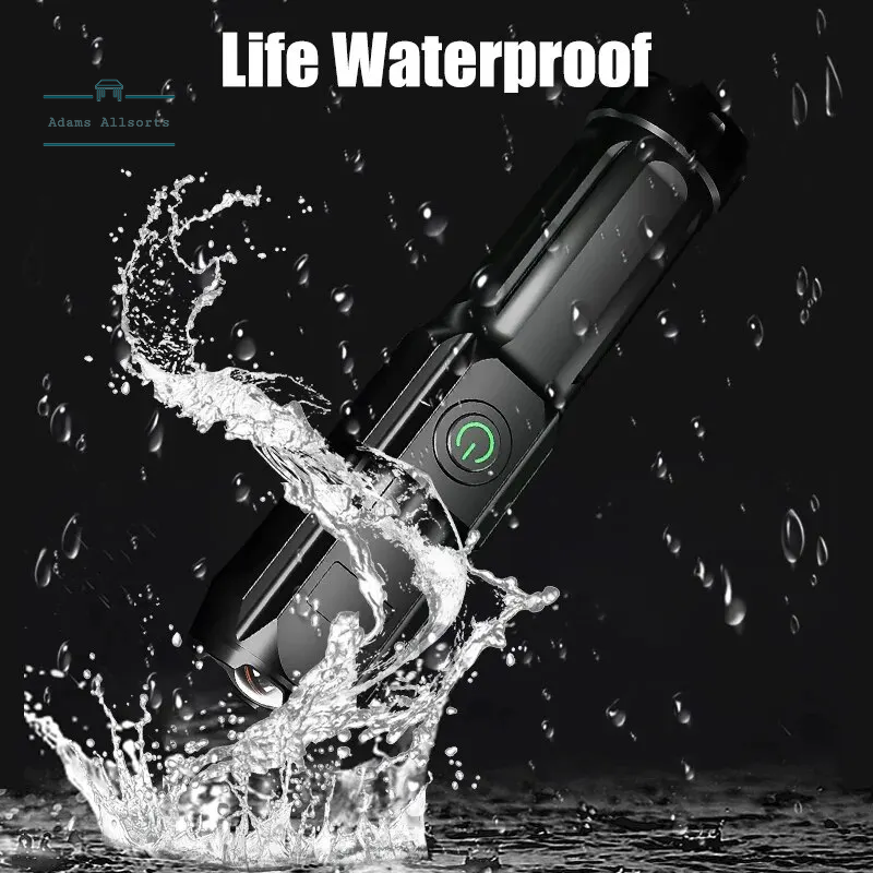 Powerful LED Flashlight Rechargeable USB 18650 Waterproof Zoom 100,000 Lumens Tactical For Fishing, Hicking, Camping