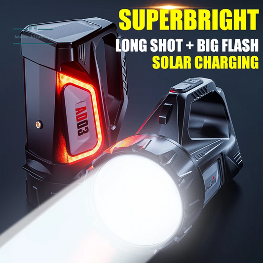 USB Rechargeable Solar Energy Camp Flashlights ABS Portable Waterproof Torch Work Light Outdoor Searchlight