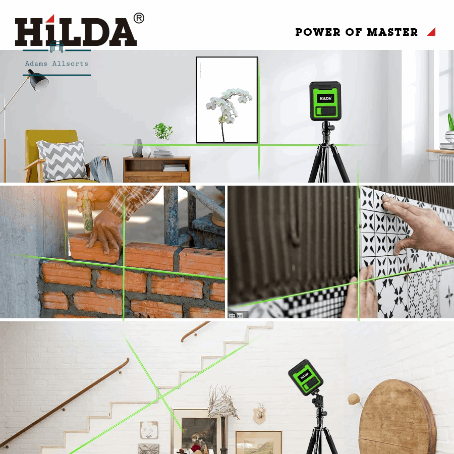 HILDA Laser Level Meter 2-Lines Cross Green Level Laser Horizontal & Vertical Nivel Laser Self-Leveling