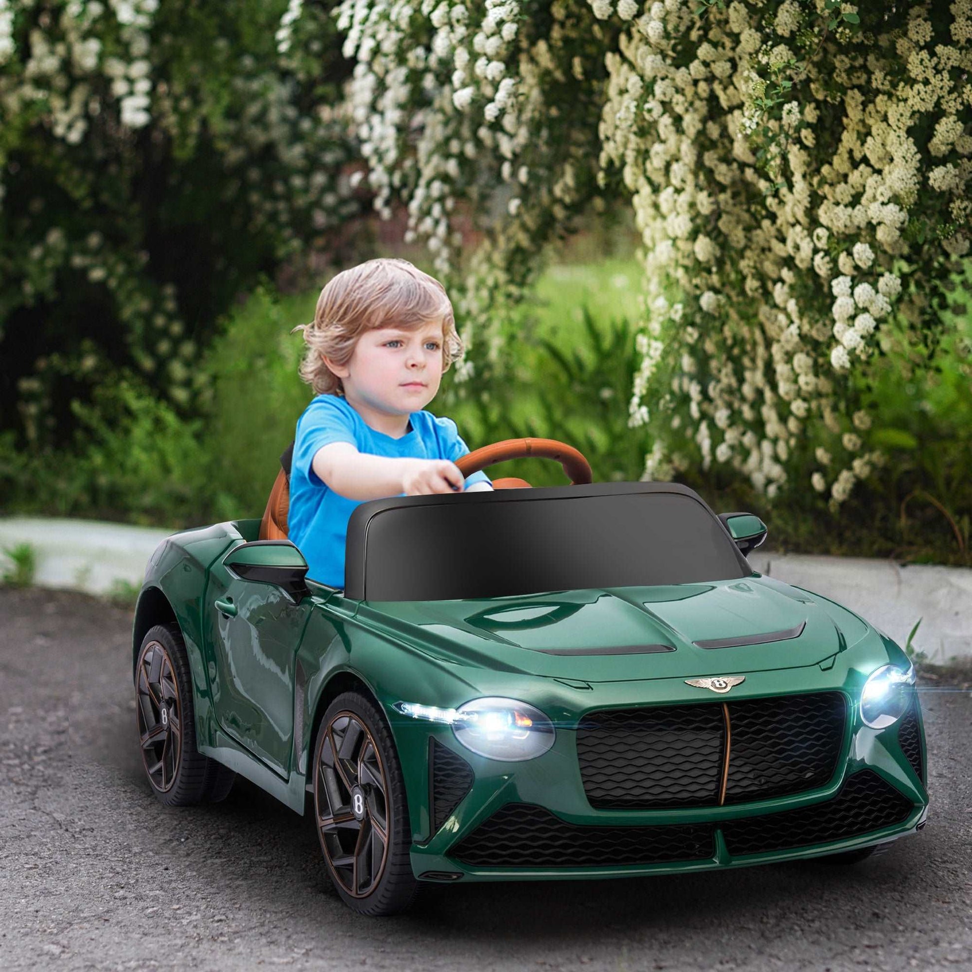 12 Volt Bentley Bacalar Licensed Kids Electric Ride on Car w/ Remote Control, Powered Electric Car w/ Portable Battery, for Kids Aged 3-5, Green