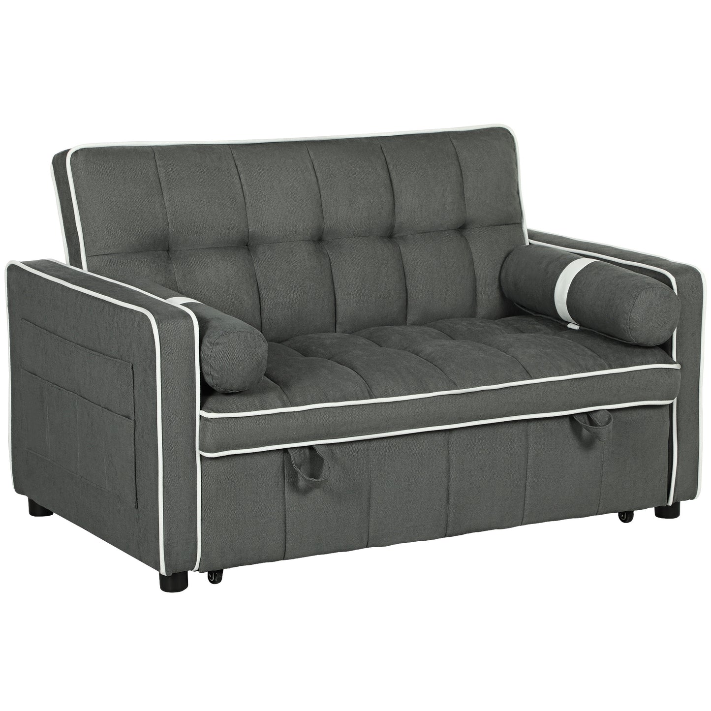 Two-Seater Linen-Look Sofa Bed - Charcoal Grey