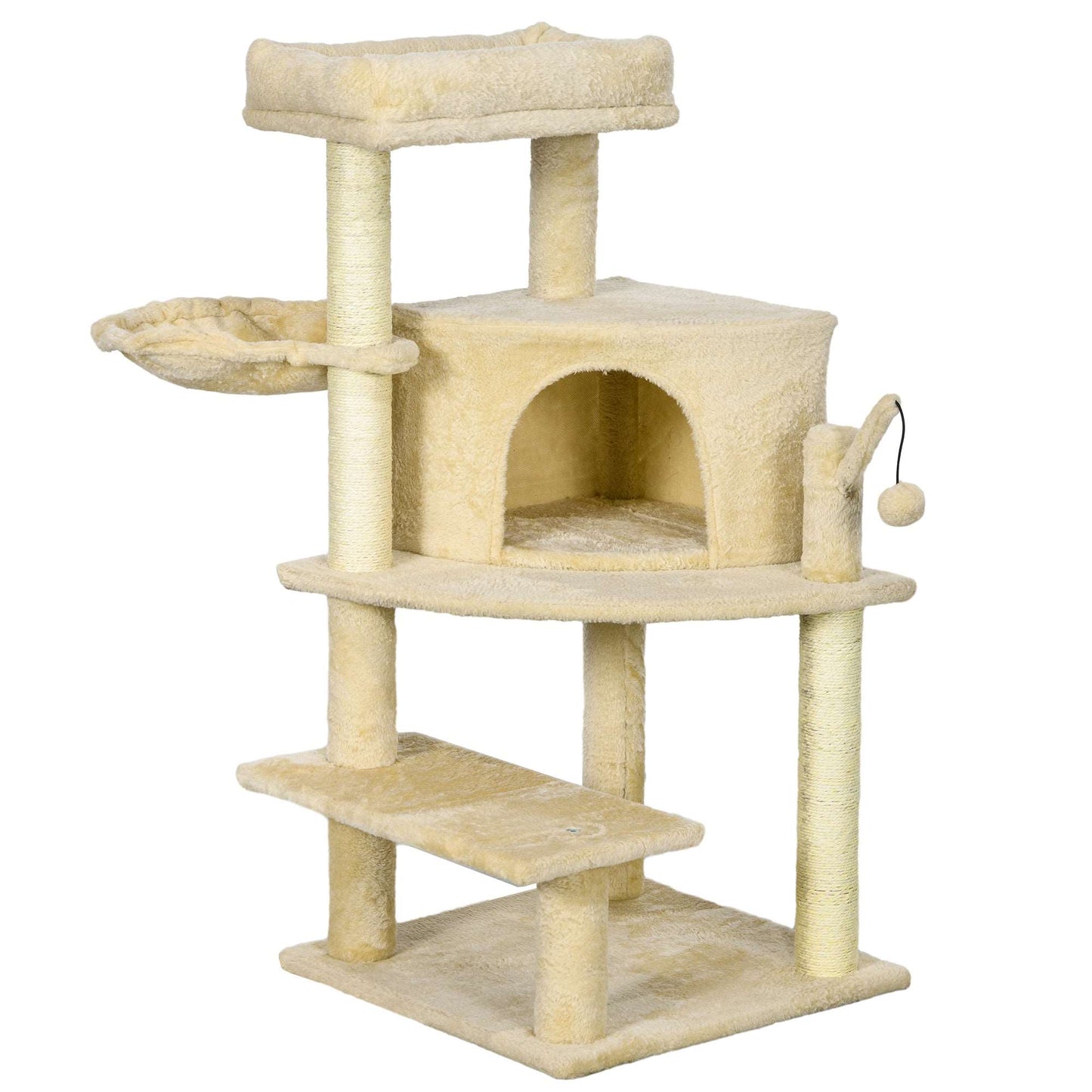 100cm Cat Tree Tower With Sisal Scratching Post Cream White