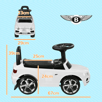 AIYAPLAY Bentley Bentayga Licensed Foot to Floor Ride on Car, Sliding Car Push Along Car w/ Under Seat Storage - White