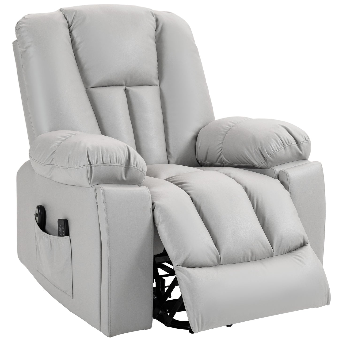 Lift Chair, Quick Assembly, Riser and Recliner Chair with Vibration Massage, Heat, Light Grey