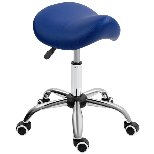 Saddle Stool, Height Adjustable Salon Chair for Massage Spa, Faux Leather