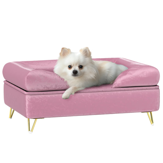 PawHut Cat Sofa Pet Couch With Removable Backrest, Soft Cushion, Washable Cover, for Small and Medium Sized Dogs, Pink